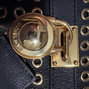 Michael Kors Midnight Black and Gold Lock Handbag